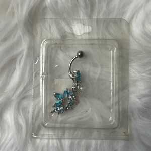 Silver and Blue Gem Belly Button Ring